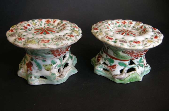 Pair of salt "famille verte" porcelain - Kangxi period